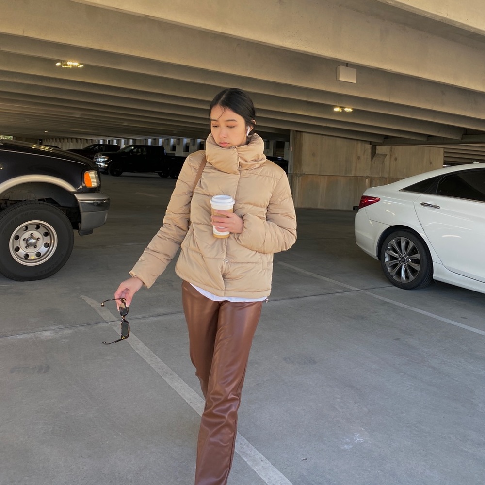 Missguided Chocolate Brown Faux Leather Pants Split Hem Trousers